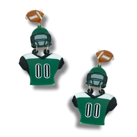 Philadelphia Eagles Jewelry - Philadelphia Eagles Green Football Jersey Acrylic Drop Gameday Earrings